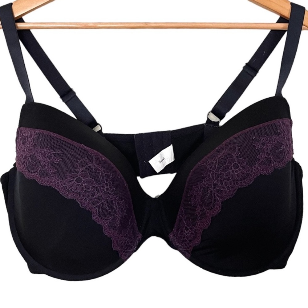 💥 Adore Me Black & Purple Lace Bra